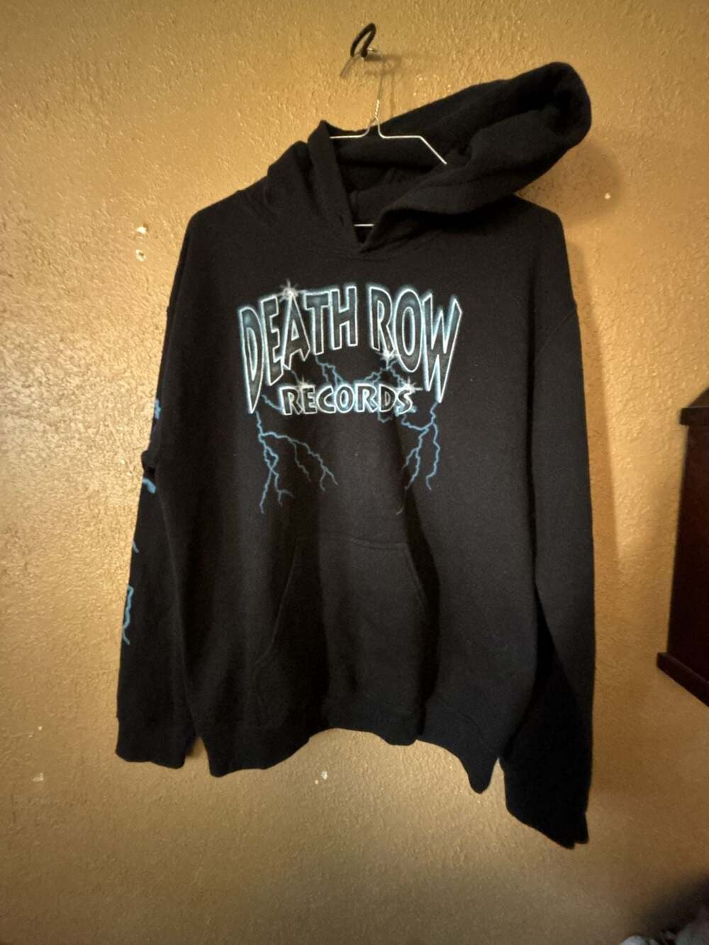 Death Row Records Black Lightning Pullover Hoodie Sweatshirt Small